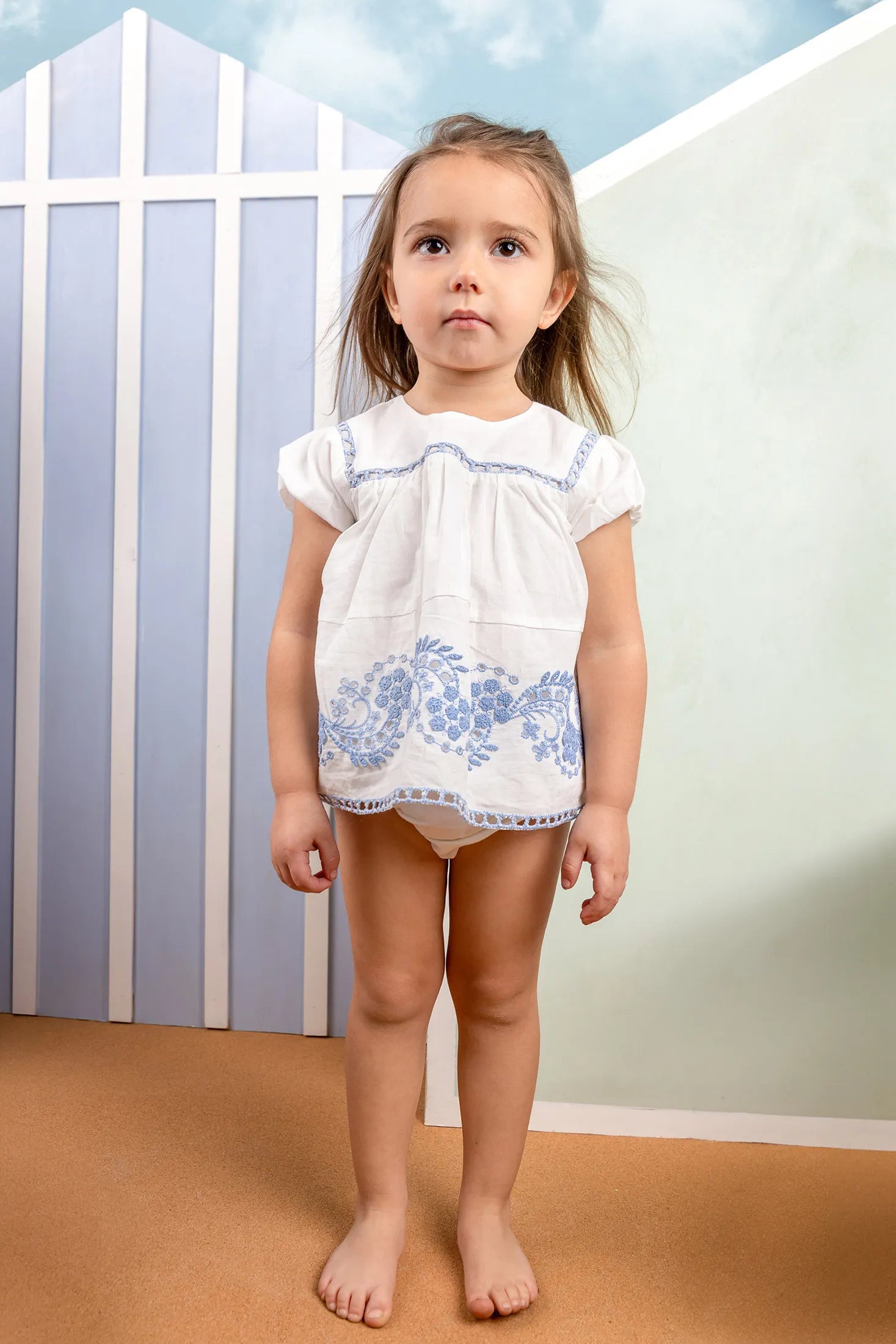 NUDE CONTRAST EYELET BABY ROMPER – Belati Kid