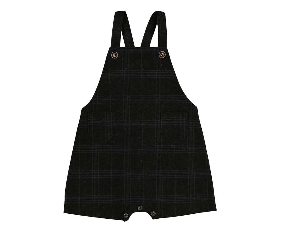 GREY WOOL PLAID OVERALLS