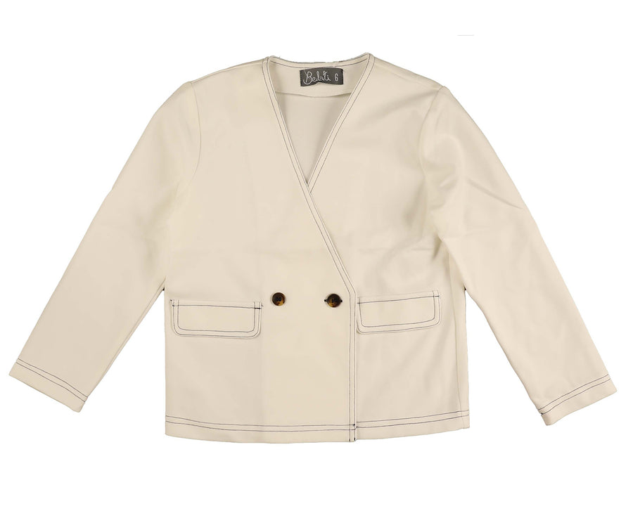 SOLID WHITE TOP STITCHING JACKET