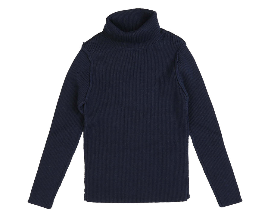 NAVY BASIC MOCK NECK SHEL