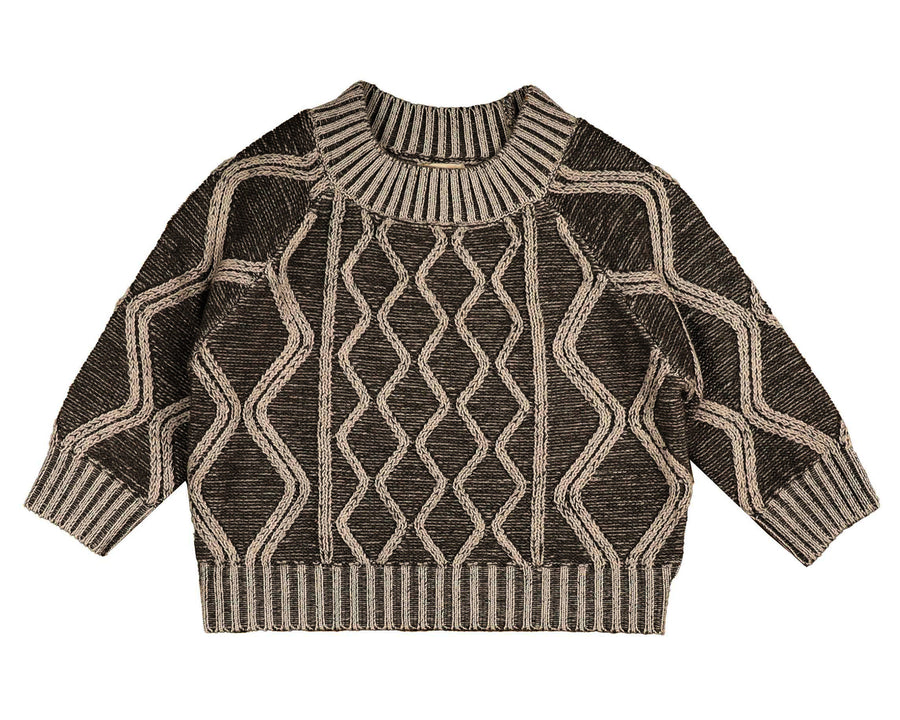 CHARCOAL DISTRESSED DIAMOND TEXTURED KNIT