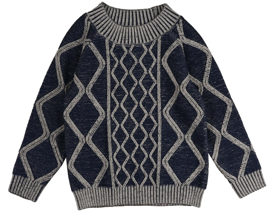 NAVY DISTRESSED DIAMOND TEXTURED KNIT