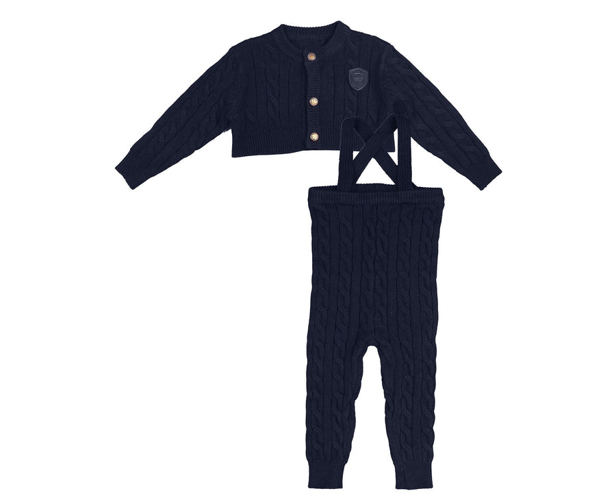 NAVY CABLE KNIT BABY 2PC SET