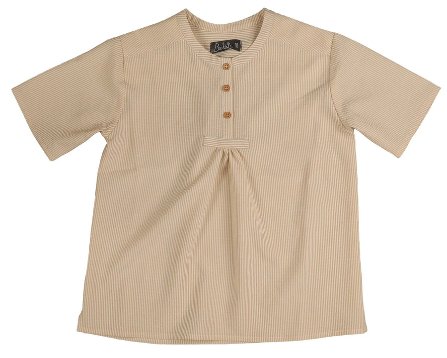 BEIGE STRIPED SEERSUCKER SHIRT