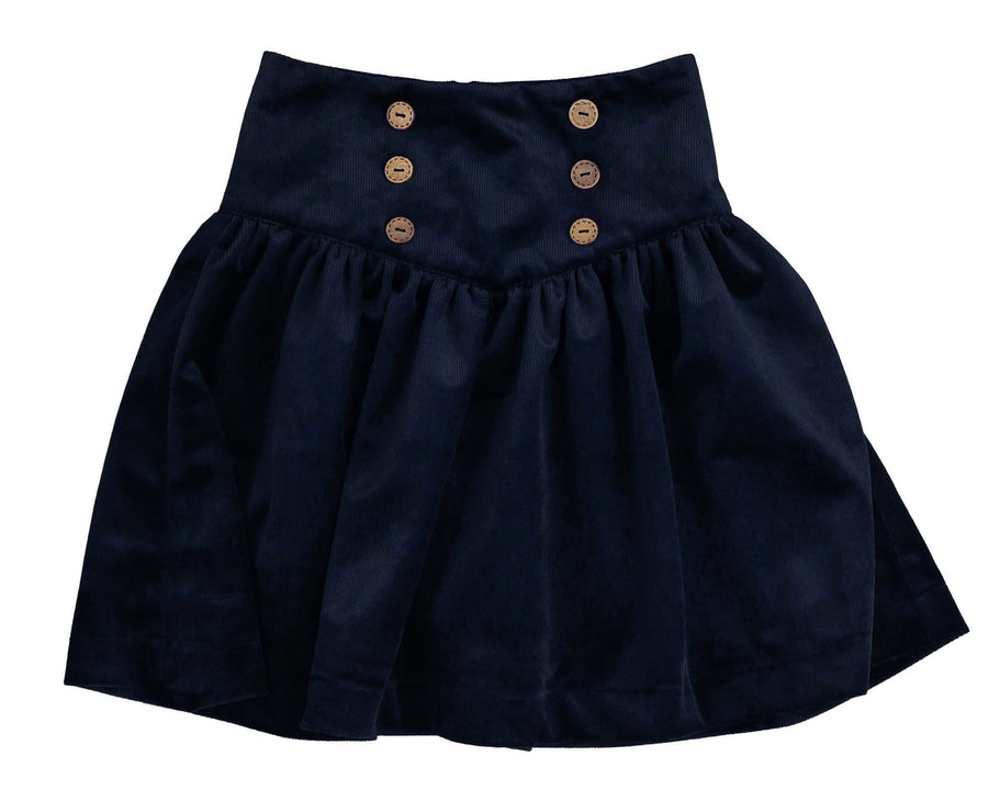 NAVY VELOUR CORDUROY SKIRT