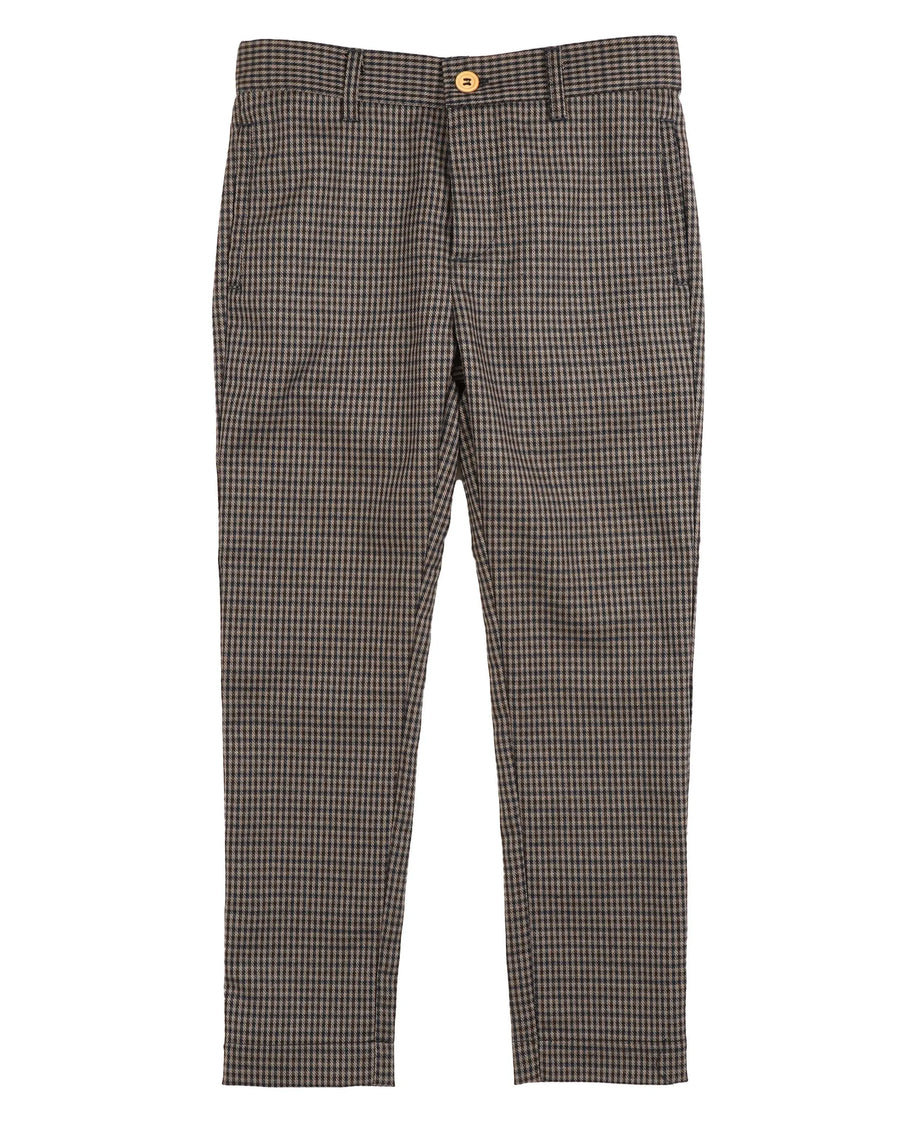 TAUPE PLAID SLIM TROUSER