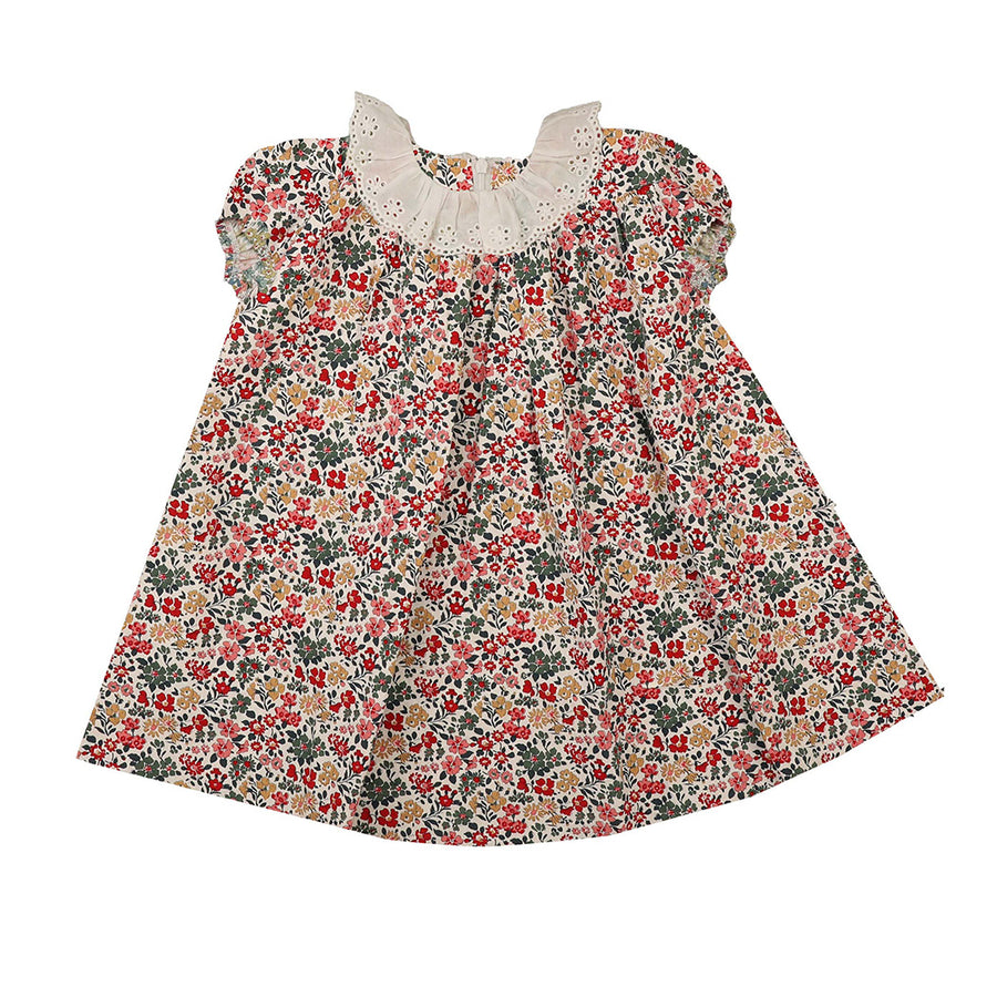 DUCK BLUE SS EYELET COLLAR LIBERTY PRINT DRESS