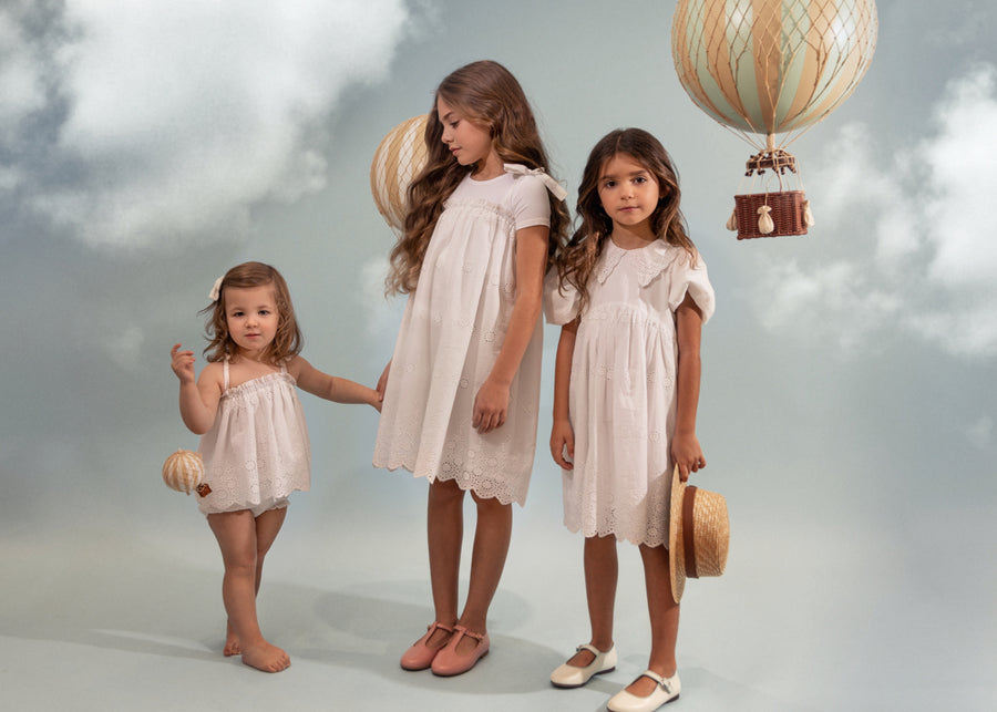 WHITE EYELET JUMPER