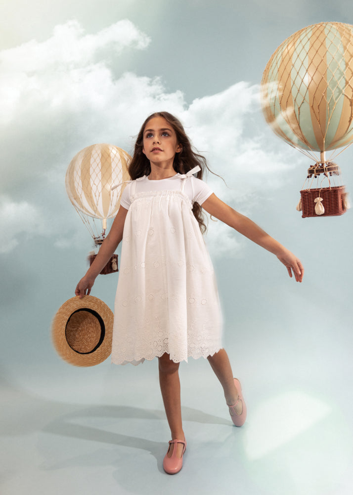 WHITE EYELET JUMPER