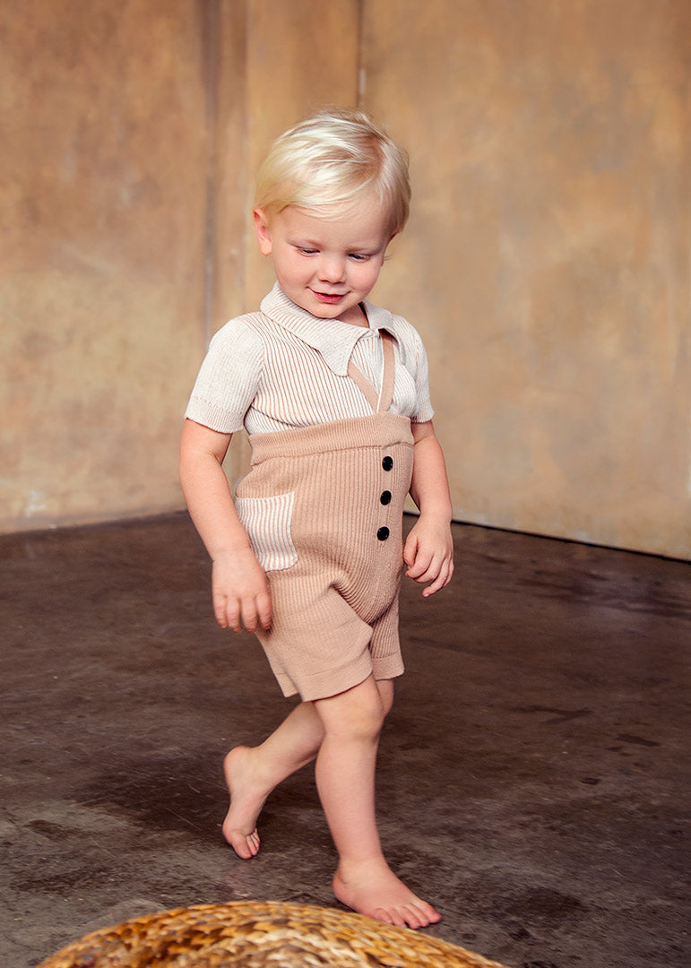 NUDE BABY RIBBED PANTS WITH STRAPS